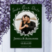 Save The Date Cadre photo élégant de couronne | Emerald Green