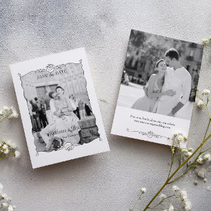 Save The Date Cadre photo élégant de rose dessinée à la main