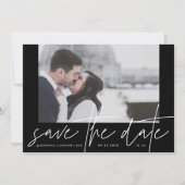 Save The Date Cadre photo Funky Décontracté Onyx noir élégant mo (Devant)