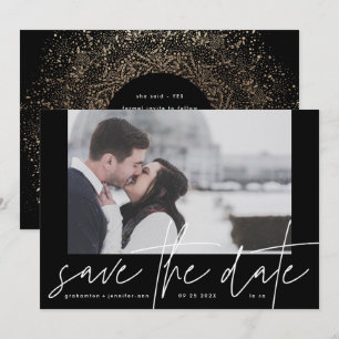 Save The Date Cadre photo Funky Décontracté Onyx noir élégant mo