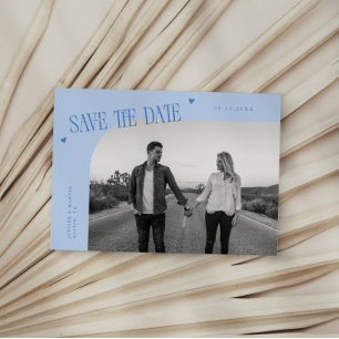 Save The Date Cadre photo incurvé bleu givré Simple Heart