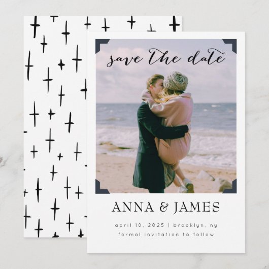 Save The Date Cadre photo moderne Enregistrer la date (Devant / Derrière)