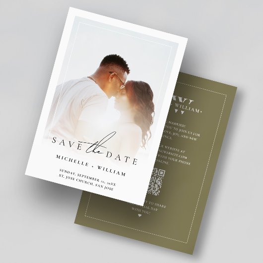 Save The Date Cadre photo monogramme taupe de mariage moderne pa