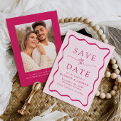 Save The Date Cadre photo ondulé rose moderne mariage