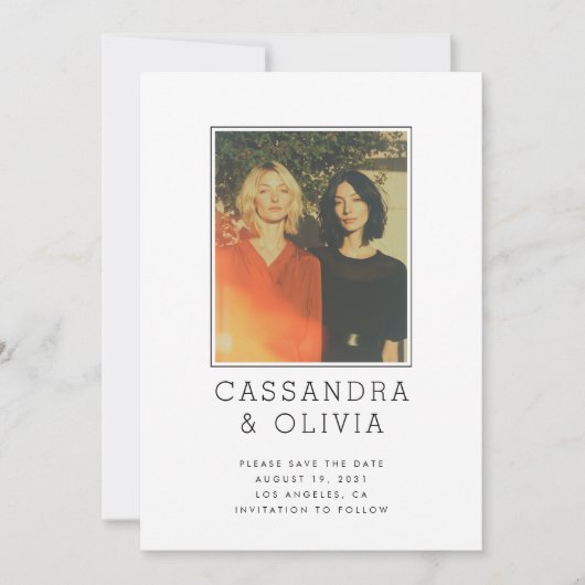 Save The Date Cadre photo simple moderne QR Code Mariage (Devant)