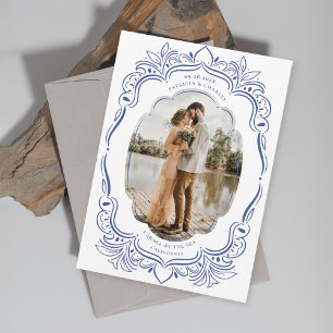 Save The Date Cadre photo vert orné