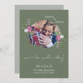Save The Date Cadre photo vert Sage Floral (Devant / Derrière)