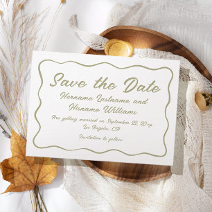 Save The Date Cadre simple et personnalisé Écrit à la main Olive