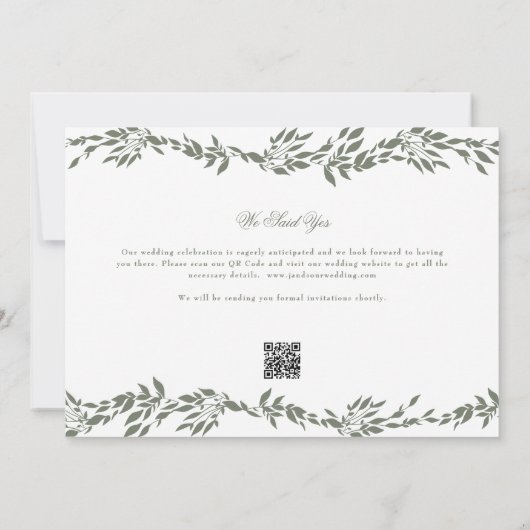 Save The Date Cadre vert de la courge photo QR CODE Mariage (Dos)