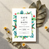 Save The Date Cadre vert tropical moderne Mariage d'été