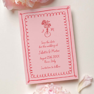 Save The Date Cadres de gribouillis rose-rouge pour Doodle Enreg