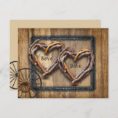 Save The Date Cadres de mariage occidentaux en brindilles, roue  (Devant / Derrière)