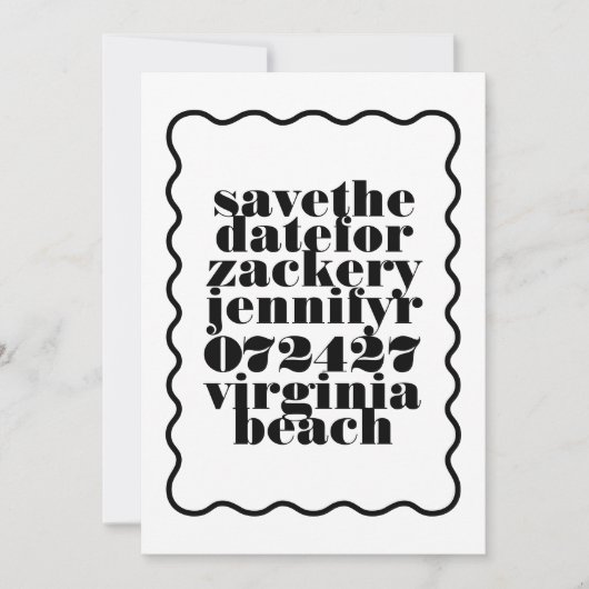 Save The Date Cadres gras noir blanc QR Code photo (Devant)