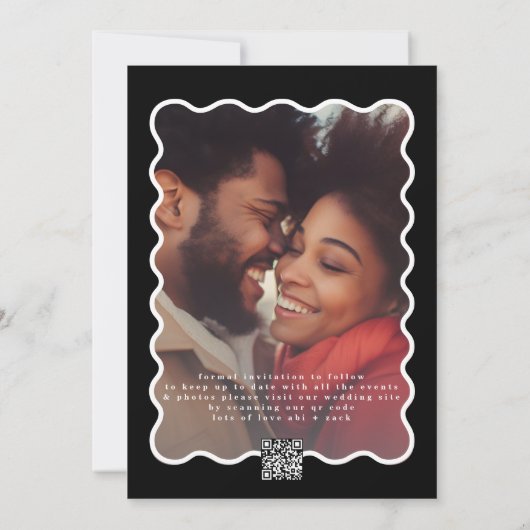 Save The Date Cadres gras noir blanc QR Code photo (Dos)