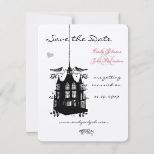 Save The Date Cage à oiseaux rose et noir mariage à sauver la da