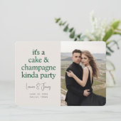 Save The Date Cake Champagne Fun Typographie Mariage vert (Debout devant)