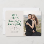 Save The Date Cake Champagne Fun Typographie Mariage vert (Devant)