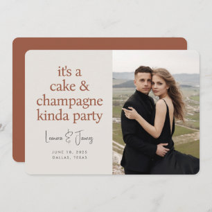 Save The Date Cake Champagne Typographie amusante Terracotta Mar