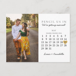 Save the Date Calendar Gold Heart Mei 2022 Maand Briefkaart