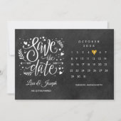 Save The Date Calendrier Amour Cœur Or Noir Blanc (Devant)