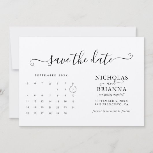 Save The Date Calendrier Budget minimaliste moderne Kraft Chic (Devant)