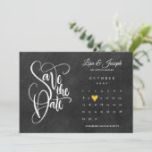 Save The Date Calendrier Chalkboard Gold Love Heart (Debout devant)