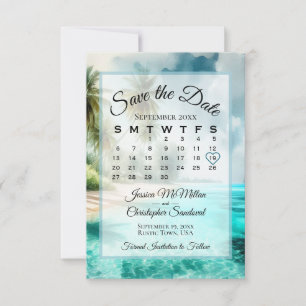 Save The Date Calendrier Chic Aquarelle de Plage Tropicale Maria
