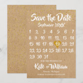 Save The Date Calendrier coeur d'amour Kraft rustique Enregistre (Devant / Derrière)