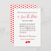 Save The Date Calendrier Coeur Mariage Enregistrer La Date (Devant / Derrière)