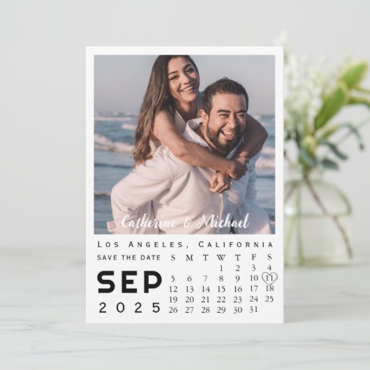 Save The Date Calendrier de date photo simple et moderne (Debout devant)