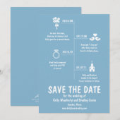 Save The Date Calendrier de la relation bleue Enregistrer la dat (Devant / Derrière)