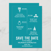Save The Date Calendrier de la relation Turquoise Enregistrer la (Devant / Derrière)