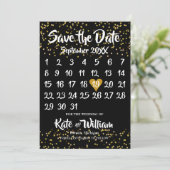 Save The Date Calendrier de l'amour cœur en or pour sauvegarder  (Debout devant)