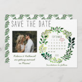 Save The Date Calendrier de mariage à l'aquarelle rustique avec  (Devant / Derrière)