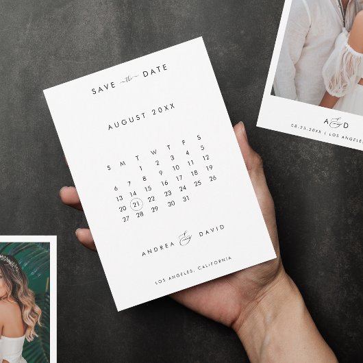 Save The Date Calendrier de mariage à monogramme esperluette pho