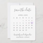 Save The Date Calendrier de mariage cœur violet mignon simple (Devant)