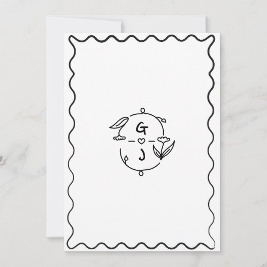 Save The Date Calendrier de mariage fantaisiste dessiné à la mai (Dos)