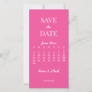 Save The Date Calendrier de mariage minimaliste moderne rose cha
