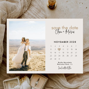 Save The Date Calendrier de mariage photo bohème minimaliste mod