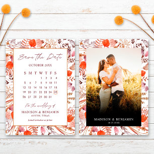 Save The Date Calendrier de mariage photo de fleurs sauvages en