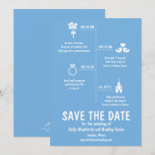 Save The Date Calendrier de mariage relation bleue Enregistrer l (Devant / Derrière)