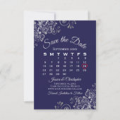 Save The Date Calendrier de mariage simple élégant bleu marine e (Devant)