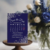 Save The Date Calendrier de mariage simple élégant bleu marine e