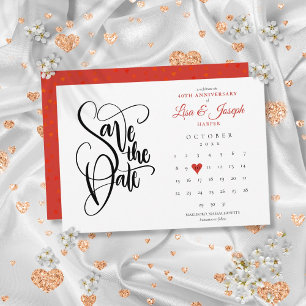 Save The Date Calendrier de mise à jour du 40e anniversaire Ruby
