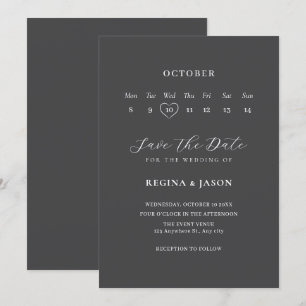 Save The Date Calendrier de mise à jour minimaliste gris