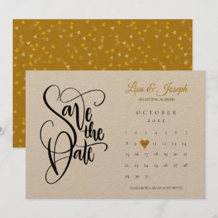 Save The Date Calendrier de mise en garde rustique cœur d'amour 