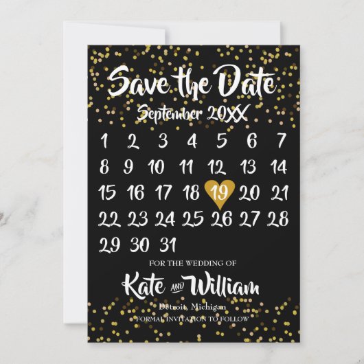 Save The Date Calendrier de sauvegarde de la date de l'amour d'o (Devant)