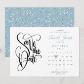 Save The Date Calendrier de sauvegarde du 60e anniversaire Bleu  (Devant / Derrière)