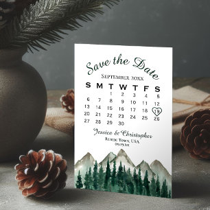 Save The Date Calendrier des Mariages de l'aquarelle et du pin