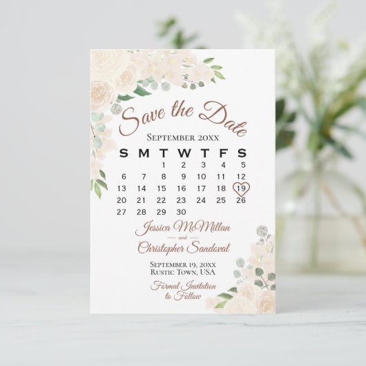 Save The Date Calendrier des Mariages floraux de l'aquarelle de (Debout devant)